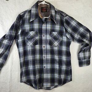 Vintage National Shirt Shops‎ Plaid Flannel Shirt Long Sleeve Button Down Size M